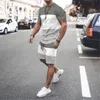 Summer Fashion Mens Closuit Color Block футболка Set Set Sport Outfit Jogging Comse Негабаритная одежда на открытом воздухе 240422