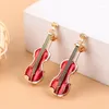 Broscher 1pc mode elegant röd violin stift lady crystal strass musikinstrument brosch stift smycken tillbehör