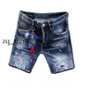 Shorts pour hommes Jeans Designer Jean Short Fashion Casual Slim Ripped Paint Zipper Patch D Lettre broderie short denim pour hommes Street Punk Blue 783