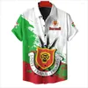 Chemises décontractées pour hommes Impression complète Burundi Flag Carte Graphique pour hommes à manches courtes Hawaiian Beach Mens Mens National Emblem Blouses Tops