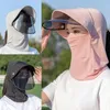 Brede rand hoeden zonneschade en zonnebrandhoed bedekt gezicht sluier full-face dames buiten fietsen zomerzon vol masker