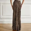 Spódnice kobiety Leopard Drukuj długa spódnica trąbka wysoka talia