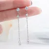 Boucles d'oreilles 925 Silver plaquée hypoallergénique chaîne de glace à glace Crystal perle pour femmes bijoux de fête pendentites e146