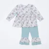 Ensembles de vêtements Style à manches longues Toddler Tenues florales Baby Girl Clothes Set 2pcs Coton Suit Robe Fleur BodySuit Pantalon à volants pour 1-8T