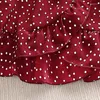 Ensembles de vêtements 5-12 ans mignon fille rouge manche en manches carrées carrés de la jupe de la jupe de mode élégante fête des vacances d'été décontractées