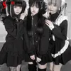 Werkjurken Japanse rojita harajuku zwarte punk mijn meisje gotische stijl schattig pak dameskleding rits zipper lange mouwen jas en rokken