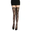 Femmes chaussettes sexy Fishnet cuisses hautes bas de paillettes pour ramiage en dentelle florale