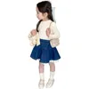Весна осень 2024 г. Детская девочка джинсовая юбка корейская эластичная талия малыш