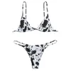 Dames badmode 2024 Zomer Women Push Up Bikini Sexy Cow Print Swimsuit Beach Set Lingerie