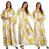 Etnische kleding 2024 Nieuwste vrouwen Dubai Party Jalabiya jurk moslim islamitische gedrukte Abaya Kaftan V-hals lange jurk Marokko Turkije Robe S-2xl