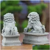 Objetos decorativos Figuras estátua foo shui feng estatueta cães de pedra em miniatura scpture decoração guardião chinês prosperidade decoração dhcwx