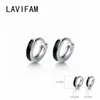 Boucles d'oreilles cerceaux Lavifam 925 Siltling Silver Simple Glue Black Blanc Glossy Circle Broute à oreilles courtes Huggies Small Ear Bijoux