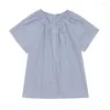 Women's Blouses Summer 2024 Raglan Sleeve Striped Blusas Mujer De Moda COTTON Womens Tops Shirt For Women Fashion