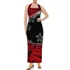 Basic Casual Dresses Polynesische bloemenprint aangepaste zomerstrapless Suspender Jurk Samoa Floral Print Tribal Design Long Dress Q240430