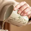 Tasses à thé peint à la main en porcelaine bambou tasse basse chinoise zen de thé de thé de thé à thé jaune cérémonie