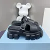 2024 Designer Sandals Rubber Thick Soled Baotou Ladies Casual Heightening Buckle Woman luxury black Outdoor Beach coolness exercise Sandal With Box