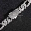 Custom Bling Moissanite Sterling Silver Cuban Chain with Ice Diamond Cuban Link 13mm 2rows Gold Plated Hip Hop Necklace