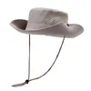 Berets 9 cm Brim Bucket Hats Vintage Western Cowboy Party Jazz Hat Outdoor Turing Caps Cap Men Casual Sun Caps anty-UV Sunhat