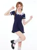 Kobiety Preppy Japońska dziewczyna Swimsuit 2024 Summer High School One Piece Swime Youth Spring Lolita Navy Style