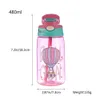480 ml Kids Sippy Cup Water Bottes Creative Cartoon Feeding with Pails and Deuds Féo-Toddlers Portable Toddlers Drinkware 240422