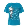 女性用Tシャツ女性妖精グランジグラフィックプリントクロップトップトップクルーネックバギーTシャツY2Kゴシックルーズクロップドブラウス