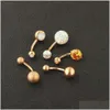 Bell Bell Pierścienie Belly Belly nierdzewne Ombligo kolczyki 14G Rose Gold śrubowe pierścienie piercing nombril seksowne kobiety biżuteria upuszcza del dhc9b