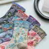 Skarpetki dla kobiet 5 par streetwear zima bawełna moda harajuku wysokiej jakości kwiat druk kawaii koreański styl długi sokken