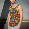 Herren -Tanktoper Boho Blumen -Top Männer Bunt Print Strand gedruckter Fitnessstudio Trendy übergroße ärmellose Hemden