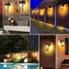 Dekorasyonlar LED Güneş Duvar Montajı Açık Dış Mekan Güneş Powered Otomatik Açık/Kapalı Su Geçirmez Bahçe Dekorasyon Bahçesi Sundurma Çit Çim Lights sonrası