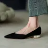 Casual schoenen Pearl voor vrouwen zwarte vrouw schoenen lage hak elegant kantoor puntige teen mocassins glijden aan met chique punt l