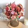 Fleurs décoratives Fleur artificielle Bouquet de rose Accessoires Accessoires de mariage Scrapbook de mariée Faux mousse Hortensia DIY Arc fond de fond
