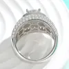 PASS TEST Full Bling Moissanite Rings 925 Sterling Sliver White Gold Compated Moissanite Ring Sieraden voor vrouwelijke mannen voor feest bruiloft mooi cadeau