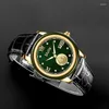 Orologi da polso aivasee orologio giada verde di lusso per uomini con fiume di verniciatura giapponese di cinghia di pelle da uomo analogico.