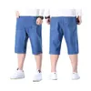 Męskie dżinsy plus rozmiar 48 50 150 kg Jeńcowe Krótkie mężczyzn Casual Cienka moda Letni spodnie Elastyczne luźne duże duże duże 5xl 6xl 7xl