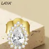 Boucles d'oreilles Laya pour les femmes 18 carats d'or étincelants zircon poire forme 925 argent sterling perçage oreille fashion moderne bijoux