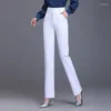 Frauenhose Frauen hohe Taille schlanker fassender weißer weißer schwarzer Anzug 2024 Feder Herbst Elegante schicke Bleistifthosen Plus Size 9384