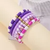 Bracelets de liaison 6pcs / ensemble Bohême coloré en polymère tissé à la main Bracelet élastique pour les femmes