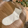 Mulheres meias de cor sólida cor preta de balé branco bandagem bowknot babados jk japonês lolita doce garotas kawaii fofo