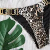 Menas de banho feminina verão de biquíni sexy de leopardo feminino maiô feminino com shinestones halter bandagem retchwork feminino push up maiô