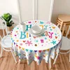 Tableau de table joyeux anniversaire Round Cakecloth Cake Design avec Balloons de drapeau coloré Collection de cadeaux 60 pouces pour