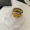 Nie verblassen Brand Doppelbrief Ring Gold plattiert Messing Kupferband Ringe Modedesigner Männer Frauen Hochzeit Schmuck Geschenke Accessoire