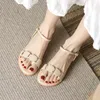 Dress Shoes Women's Buckles Sandals For Woman One Word Footwear Square Heels Summer 2024 Medium Office Work With Offer F