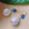 Boucles d'oreilles en peluche naturelle baroque blanc perle bleu tourmaline doré oreille crochet brop adolescents diamant gemstone bureau enfant mariage moderne