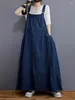 Casual Dresses Korean version Löst fashionabla tvättade denim Övergripande klänning stor storlek A-line retro ärmlösa jeans för damer K087