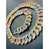 Bijoux cubains Chaîne de liaison de largeur 16 mm VVS MISSANITE 925 Silver White Gold plaqué Miami Cuban Link Chain