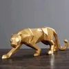 Dekorative Objekte Figuren Bronzer Highlighter Panther Statue Tier Figur abstrakter Geometrischer Stil Harz Leopard Skulptur Home Office Desktop Dekorat