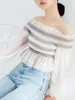 Chemises à cou de couches pour femmes Souces Blusas Sweet Blusas à manches longues Camisas au large de l'épaule Ropa Mujer 2024 Tops japonais printemps d'été