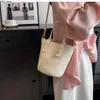 Evening Bags Solid Color Simplicity Small PU Leather Handbag Female 2024 Summer Cash Burst Crossbody Bag Bucket Shoulder