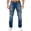 Męskie dżinsy mężczyźni solidne kieszenie stretch dżins proste spodnie wiosna letnie biznesowe spodnie codzienne odzież streetwear