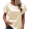 T-shirts pour femmes Summer Femmes à manches courtes Blanche en satin de soie